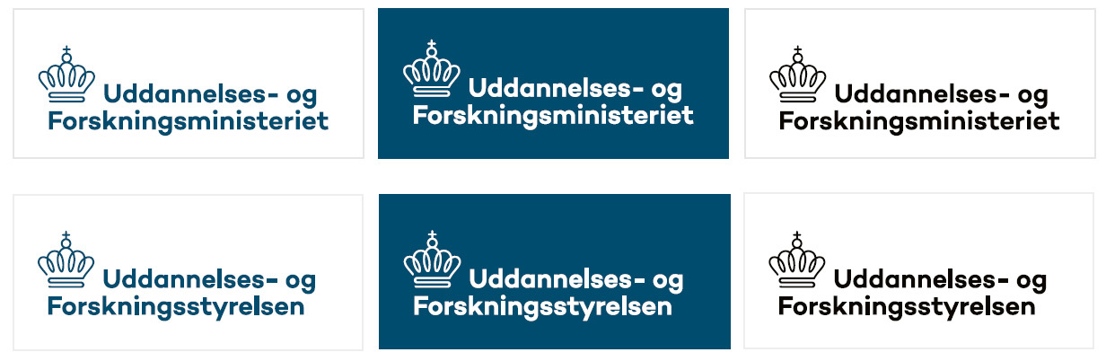 Logo-eksempler Eksempler på de blå, hvide og sorte versioner af UFM og UFS-logoerne